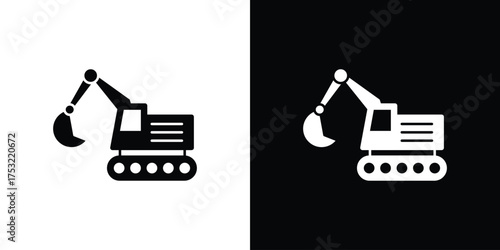 Excavator icon fill vectors set for ui.