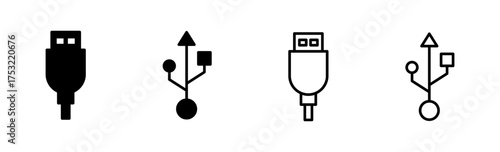 Usb icon set. Flash disk icon vector