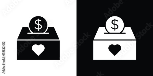 Donation box icon fill vectors set for ui.