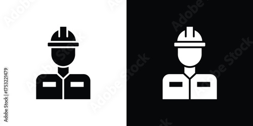 Construction worker icon fill vectors set for ui.
