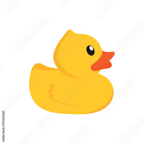 Yellow rubber duck flat icon isolated on white background. Cute rubber duck vector illustration.
