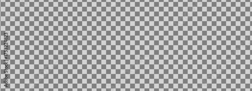 Checkerboard banner. Grey and Light grey colors of checkerboard. Small squares, small cells. Chessboard, checkerboard texture. Squares pattern. Background. Repeatable texture.