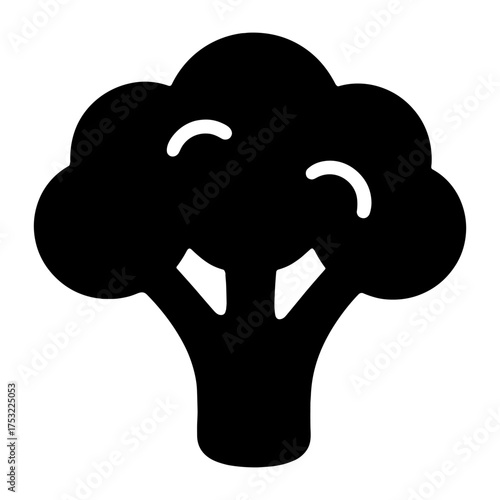 Black and white broccoli silhouette illustration
