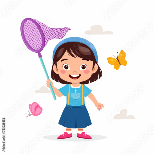 Kind mit einem Schmetterlingsnetz