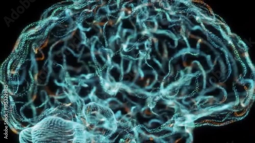 Abstract Illustration of a Human Brain with Neural Connections and Cognitive Processes