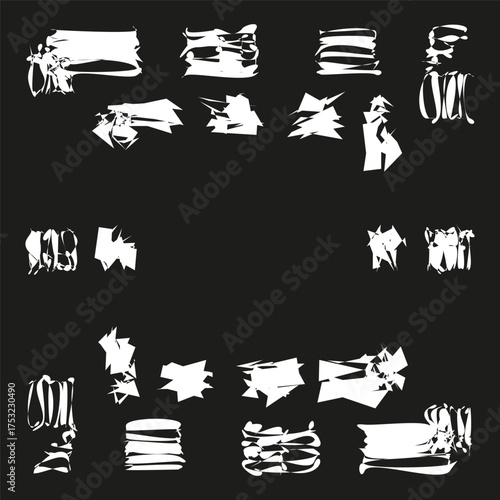 Abstract brush strokes. Grunge distressed texture. Artistic Vector elements. Black and white scribbles.