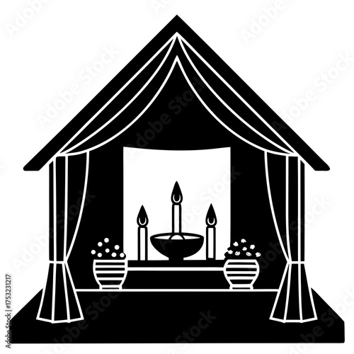 humble Umbanda home altar vector silhouette 