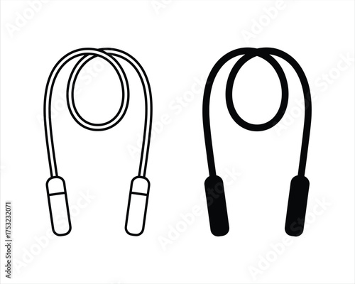 Two skipping ropes one outline and one solid for fitness and exercise.