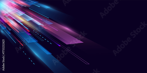 Abstract modern hight speed light arrow line technology effect. Modern abstract high speed motion. Colorful dynamic motion on a darkbackground. Vector illustration
