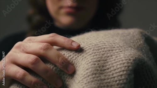 Woman's Gentle Touch Soft Wool Sweater Examination and Affection