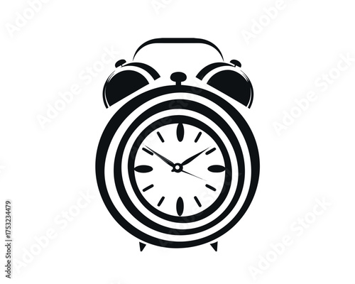 Classic retro alarm clock with bell vector illustration, an isolated vintage object for morning wake-up time management