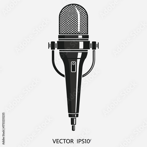 Professional Vintage Microphone Icon for Broadcasting, Recording, Voice Overs and Audio Production