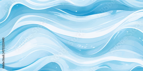Soft Blue and White Ocean Wave Abstract Watercolor Texture with Flowing Marine Design and Gentle Tropical Gradient