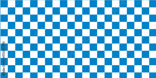 Checkerboard banner. Blue and White colors of checkerboard. Small squares, small cells. Chessboard, checkerboard texture. Squares pattern.Vector ilustration