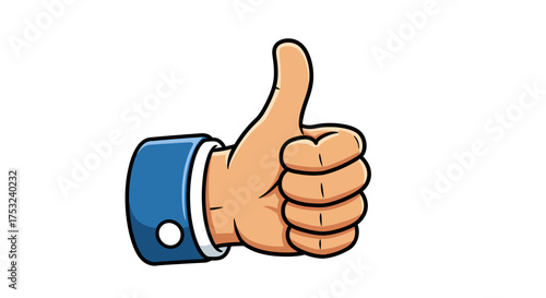 Cartoon style thumbs up gesture with blue sleeve