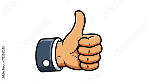 Cartoon thumbs up gesture with sleeve highlighting positive approval and enco…