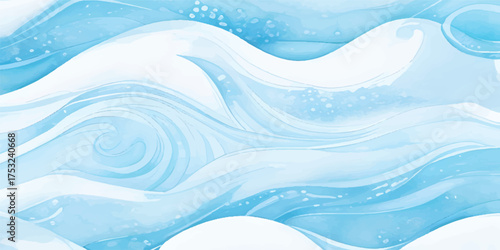 Modern Abstract Blue Ocean Wave Background with Soft Watercolor Layers and Fluid Sea Splash for Minimal Tropical Marine Design