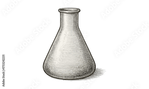 Vintage etched beaker for science concepts and educational designs