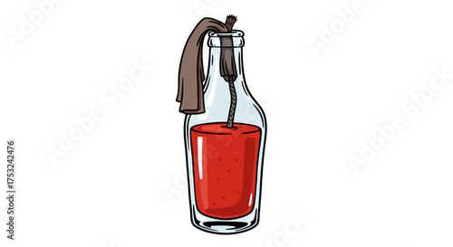 Molotov cocktail with rag in glass bottle