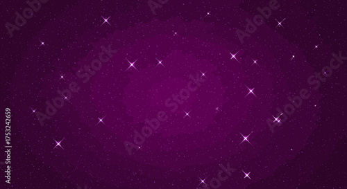 Purple night sky with sparkling stars on a gradient background