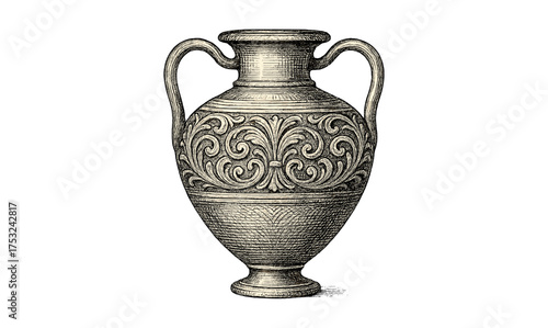 Intricate antique greek vase with detailed ornamental design