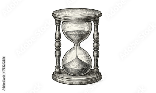 Vintage hourglass sketch with intricate details