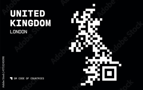 Abstract QR Code Map of the UK Highlighting the Capital London