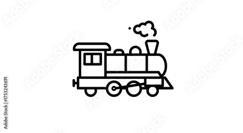 Simple linear steam train sketch with minimalist outline design