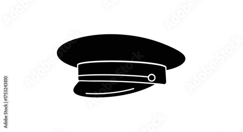 Minimalist black silhouette of a captain's hat in modern style