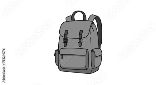 Modern gray backpack with buckles in minimalistic design