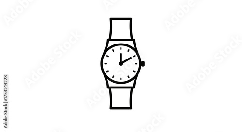 Minimalist watch outline design: classic timepiece in simple line art