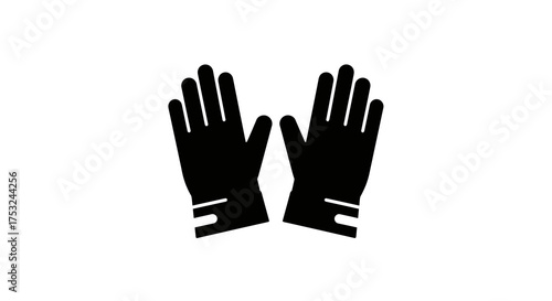 Silhouette of two upward facing gloves on white background