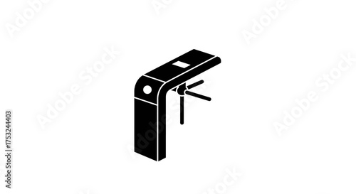 Minimalist silhouette of modern turnstile gate design on white background