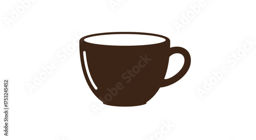 Minimalist coffee cup silhouette on white background