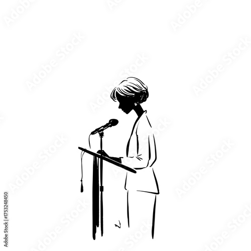 President. President simple black and white line art vector logo