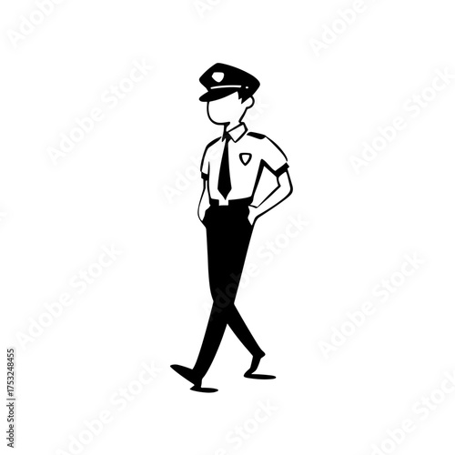Police officer. Police officer simple black and white line art vector logo