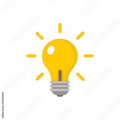 Yellow glowing light bulb - vector icon