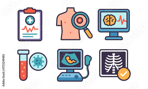 Medical diagnostic icons set for health and medicine applications