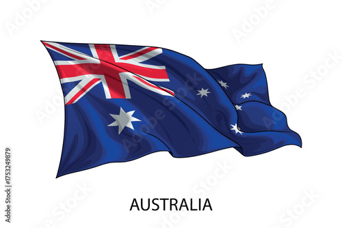 Australia national flag waving in the wind illustration