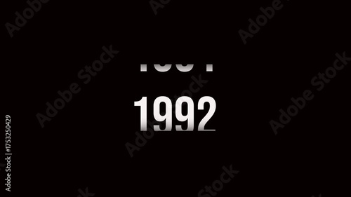 Analog counter counting up from 1900 to 2000 background. Time-lapse speed. Ready to use Black screen, 4K footage motion graphic video rendering