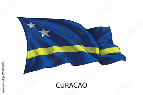 Curacao national flag waving in the wind illustration