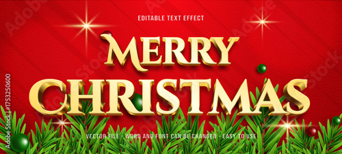 Merry Christmas text effect vector mockup