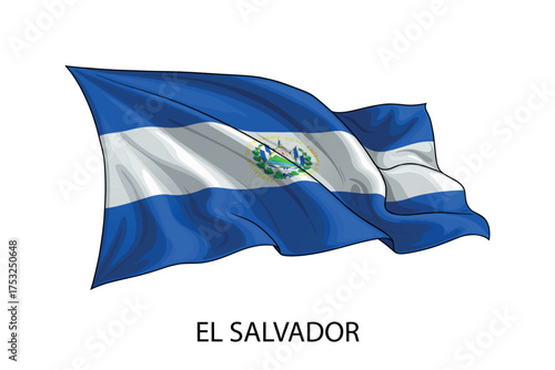 El Salvador national flag waving in the wind illustration