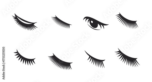 Eyelash and eye silhouettes collection for beauty and makeup design