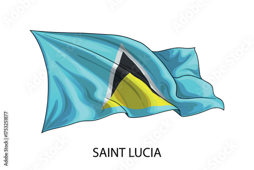 Saint Lucia national flag waving in the wind illustration