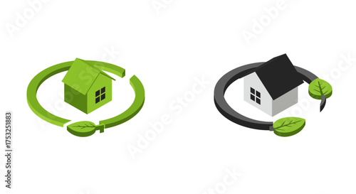 Eco-friendly homes with green energy circular design concept