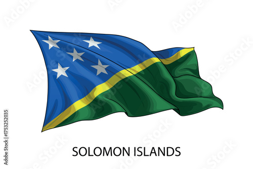 Solomon Islands national flag waving in the wind illustration