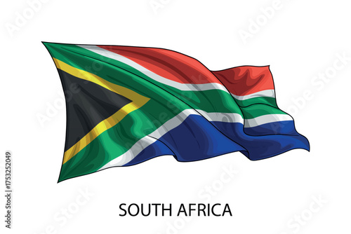 South Africa national flag waving in the wind illustration