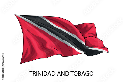 Trinidad and Tobago national flag waving in the wind illustration