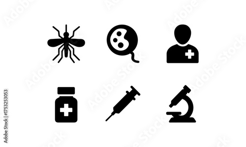 Medical icons collection: flat symbols of healthcare tools and professionals